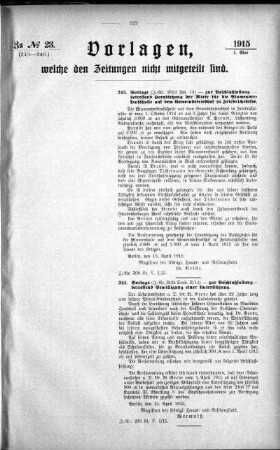 Anlage: zu No.23 (243-246), Vorlagen, welche den Zeitungen nicht mitgeteilt sind