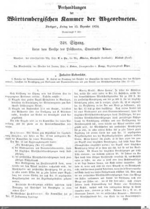 248. Sitzung, Stuttgart, 15.12.1854