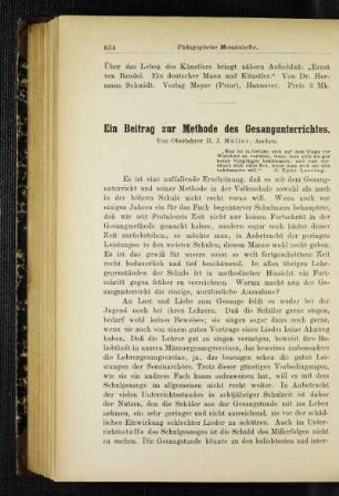 ¬Ein¬ Beitrag zur Methode des Gesangunterrichtes
