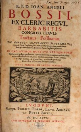 Tractatus posthumus de effectu contractus matrimonii