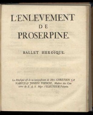 L'enlevement de Proserpine : ballet heroi͏̈que