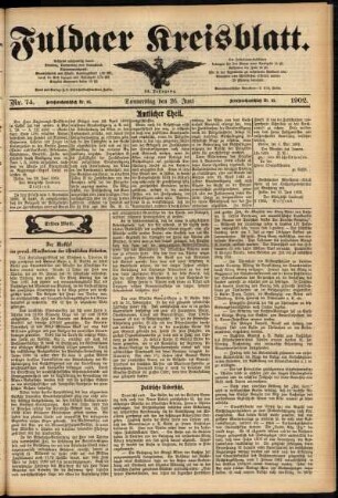 Erste Ausgabe vom Donnerstag, den 26. Juni 1902.