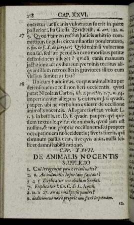 Cap. XXVII. De Animalis Nocentis Supplicio