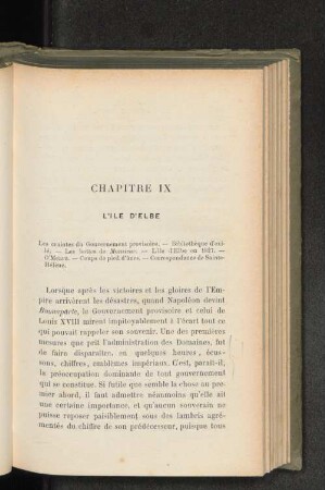 Chapitre IX L'Ile d'Elbe