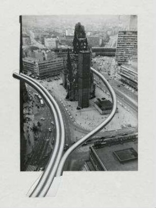 "Rollende Gehsteige", Integrierte Transportsysteme für den Personenverkehr (nicht realisiert) – Ansicht vom Breitscheidplatz. Berlin-Charlottenburg