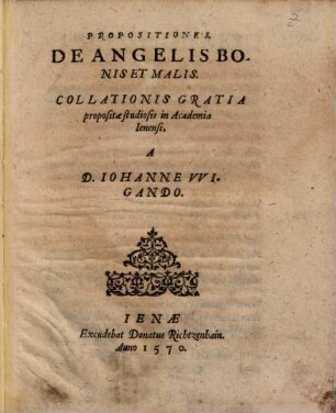Propositiones De Angelis Bonis Et Malis