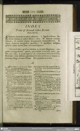 Index Primi & Secundi Libri Rerum Memorabilium