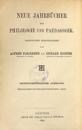 Neue Jahrbücher für Philologie und Pädagogik. 154 = Jg. 66 = Jg. 42. 1896
