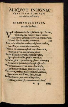 Aliquot Insignia Clarorum Hominum carminibus celebrata.