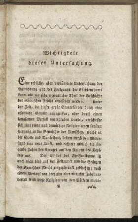 Wichtigkeit dieser Untersuchung. - Schwierigkeit dieser Untersuchung.
