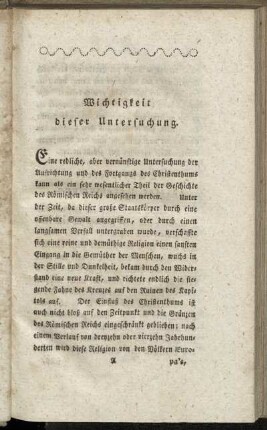 Wichtigkeit dieser Untersuchung. - Schwierigkeit dieser Untersuchung.