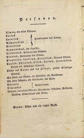 Shakspeare's Sämmtliche Schauspiele, 7. Timon von Athen : Tragödie ; mit einem Kupfer