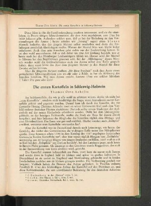 Die ersten Kartoffeln in Schleswig-Holstein Thomas Otto Achelis
