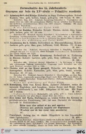 Formschnitte des 15. Jahrhuderts- Gravures sur bois du XVe siècle- Primitive woodcuts (Nr. 4471- 4487)