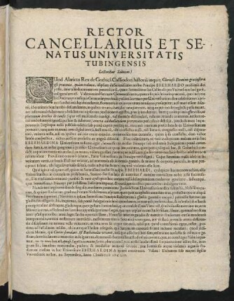 Rector Cancellarius Et Senatus Universitatis Tubingensis Lectoribus Salutem!
