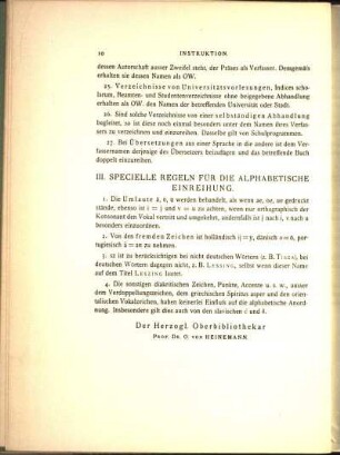 III. Specielle Regeln Für Die Alphabetische Einreihung.