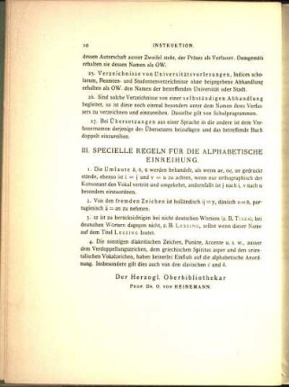 III. Specielle Regeln Für Die Alphabetische Einreihung.