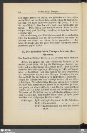 VI. Die volkstümlichen Übungen des deutschen Turnens
