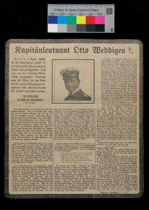 "Kapitänleutnant Weddigen tot"