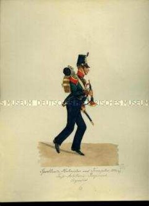 Uniformdarstellung, Signalist des Fuß-Artillerie-Regiments, Sachsen, 1846/1849.