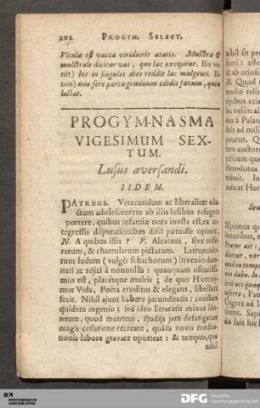 Progymnasma Vigesimum Sextum. Lusus aversandi.