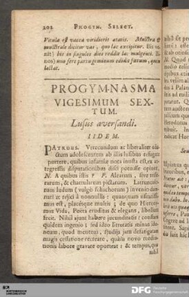 Progymnasma Vigesimum Sextum. Lusus aversandi.