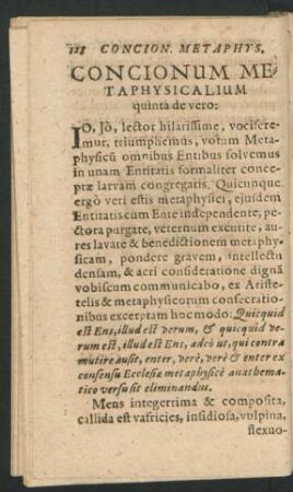 Concionum Metaphysicalium quinta de vero.