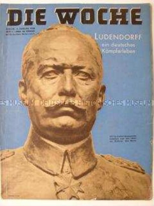 Illustrierte "Die Woche" mit einem mehrseitigen Bildbericht über Erich Ludendorff anlässlich seines Todes