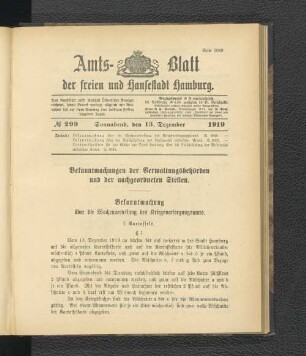 No.299, Sonnabend, den 13. Dezember 1919