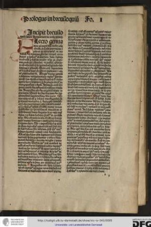 Incipit breviloquium sancti Bonaventure de ordine Minorum.