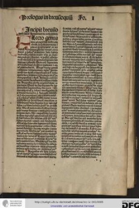 Incipit breviloquium sancti Bonaventure de ordine Minorum.