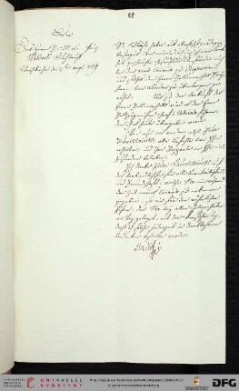 Schreiben an den General-Feldmarschall Prinz v. Waldeck