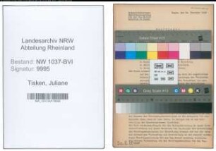 Entnazifizierung Juliane Tisken , geb. 06.02.1905 ()