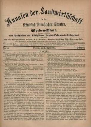 No. 14. Berlin, den 5. April 1865. V. Jahrgang.