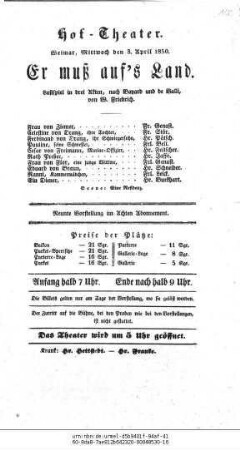 Er muß auf's Land