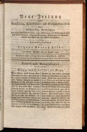 4tes Stück. Weimar, den 25. Januar 1800.