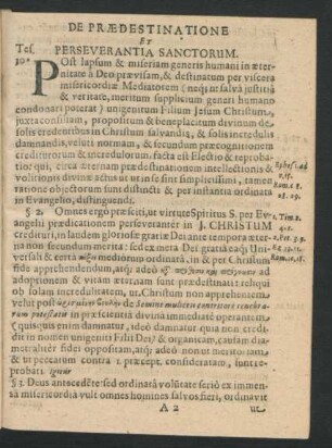 De Praedestinatione Et Perseverantia Sanctorum.