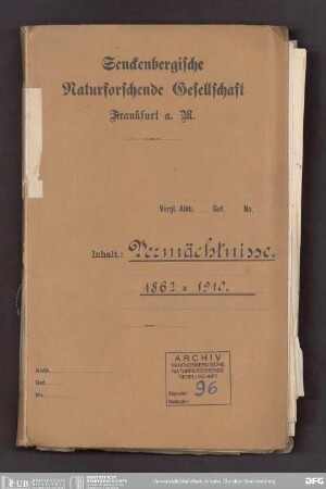 Nachlässe und Schenkungen, Bd. 2