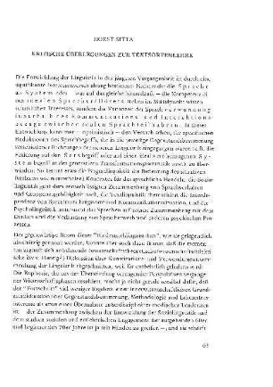 Kritische Überlegungen zur Textsortenlehre