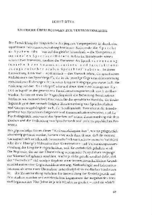 Kritische Überlegungen zur Textsortenlehre