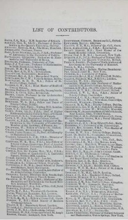 List of Contributors.