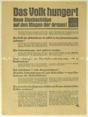 Aufruf der SPD zum Kampf gegen die Verteuerung der Lebenshaltung