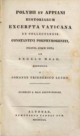 Polybii & Appiani Historiarum excerpta Vaticana