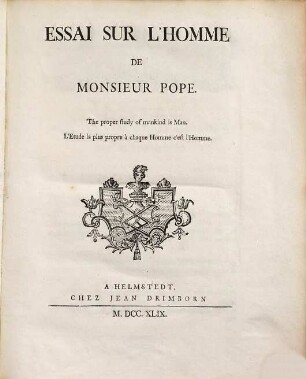 Essai Sur L'Homme De Monsieur Pope