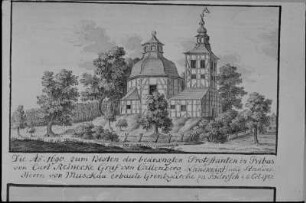 Krauschwitz-Podrosche. Grenzkirche, Zeichnung von 1787, Repro