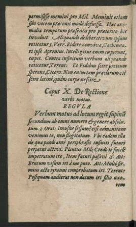 Caput X. De Rectione verbi motus.