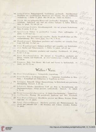 Waffen / Varia (Nr. 194 - 211)