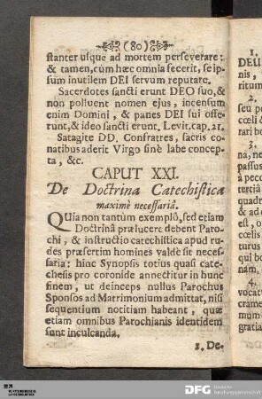 Caput XXI. De Doctrina Catechistica maximè necessariâ.