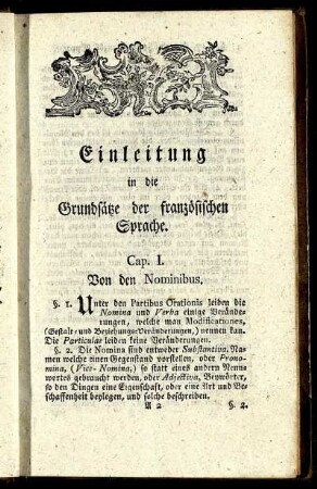 Einleitung in die Grundsätze der französischen Sprache.