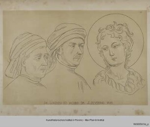 Köpfe zweier Männer und von Johannes dem Täufer (nach dem Fresko "Predigt Johannes des Täufers in der Wüste" von Salimbeni in Urbino)